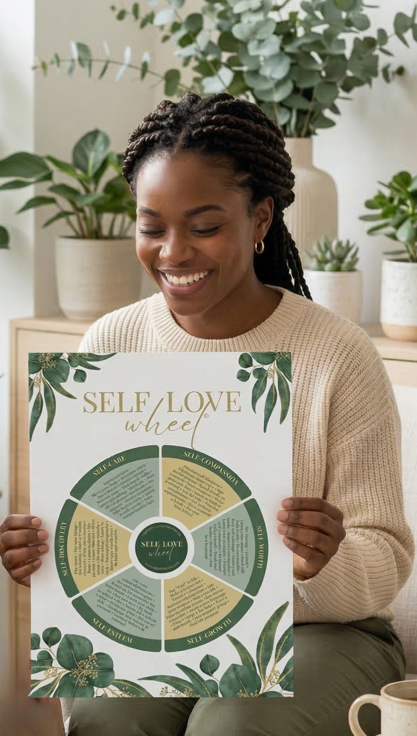 Client close-up with the Self-Love Wheel